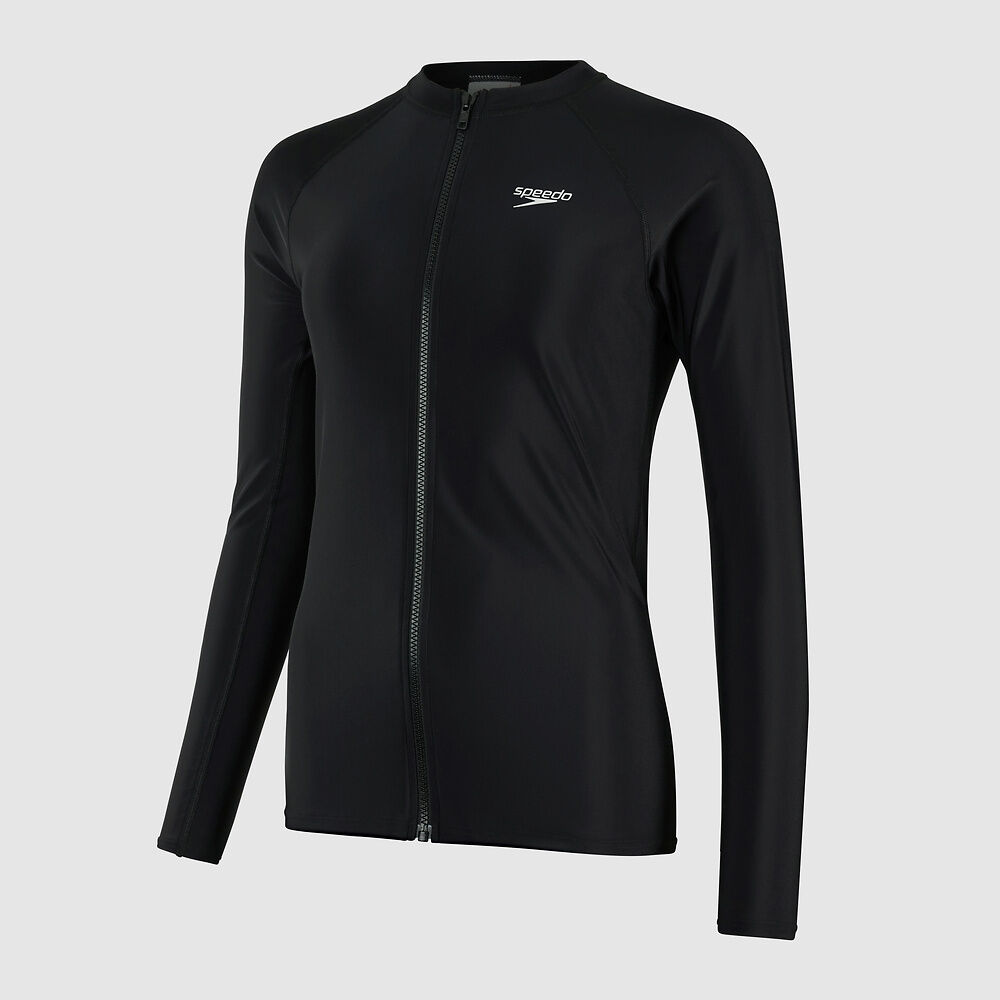Speedo Women's Long Sleeve Zip Rash Top - Black