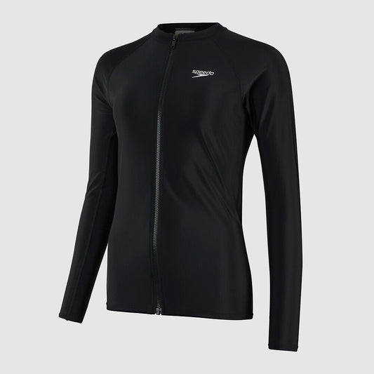 Speedo Women's Long Sleeve Zip Rash Top - Black