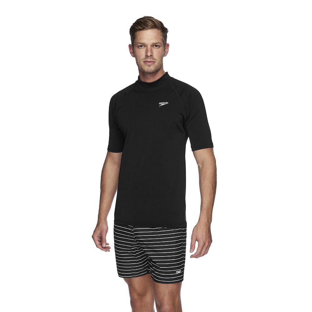 Speedo Men's Short Sleeve Rashtop - Black