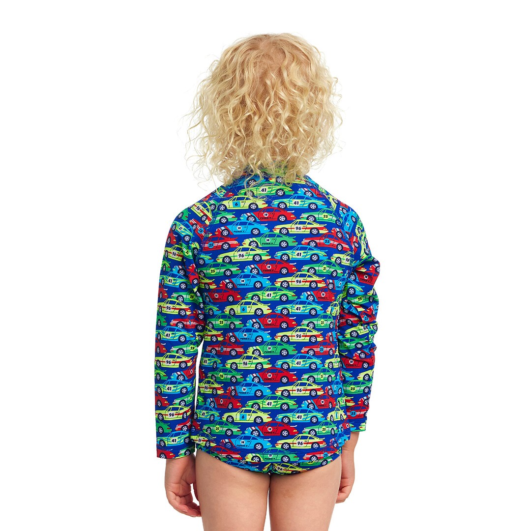 Funky Trunks - Toddler Boys Zippy Rash Vest - Car Stacker