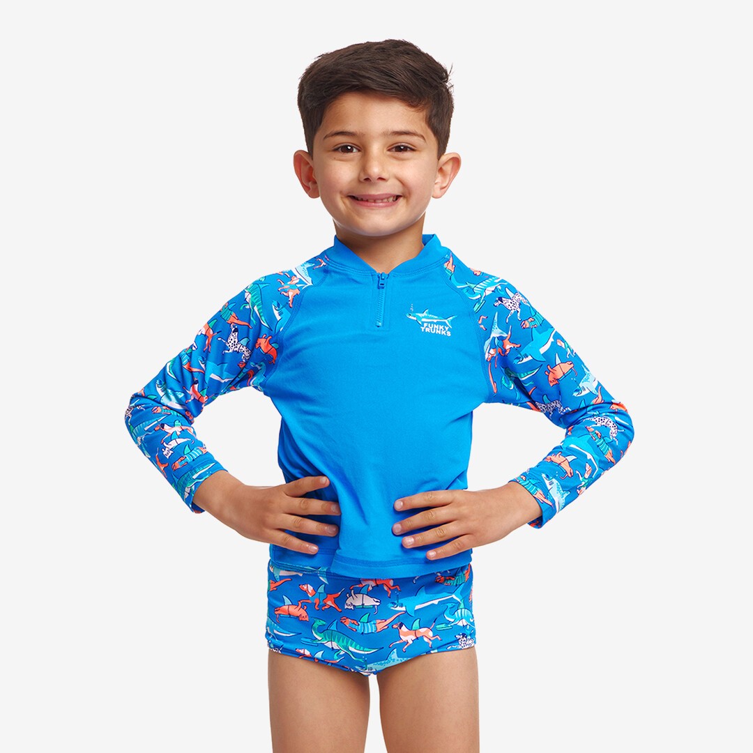Funky Trunks - Toddler Boys Zippy Rash Vest - Fin Swimming