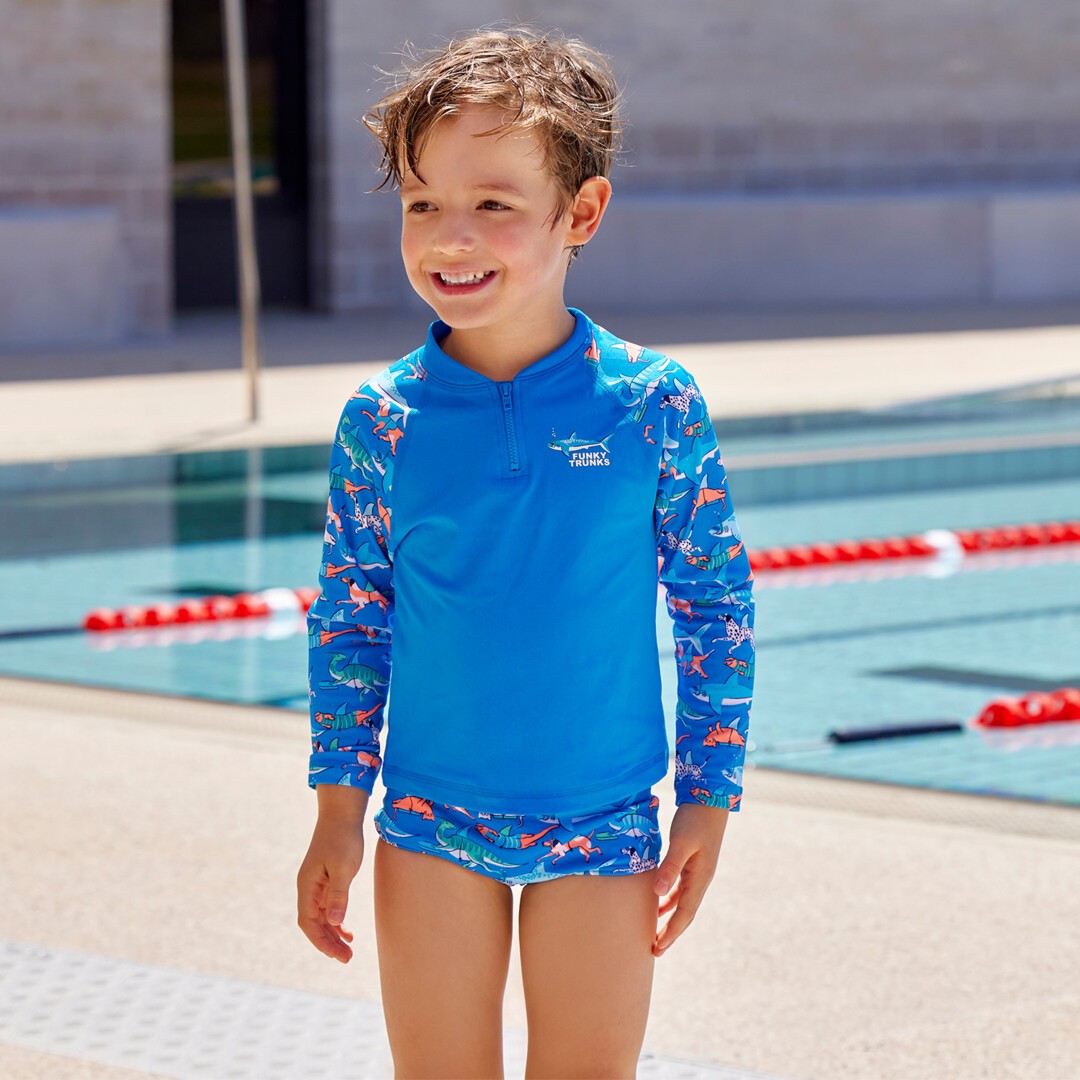 Funky Trunks - Toddler Boys Zippy Rash Vest - Fin Swimming