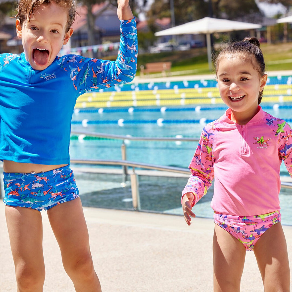 Funky Trunks - Toddler Boys Zippy Rash Vest - Fin Swimming