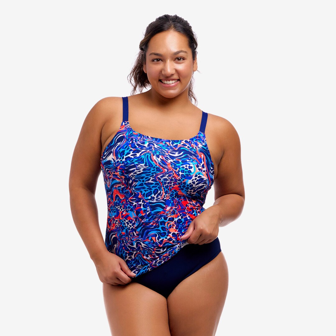 Funkita - Women’s Scoop Neck Tankini & Swim Short - Mad Cat & Navy