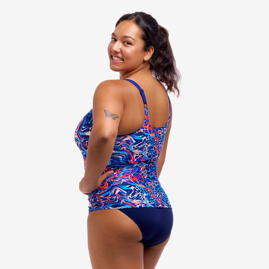 Funkita - Women’s Scoop Neck Tankini & Swim Short - Mad Cat & Navy