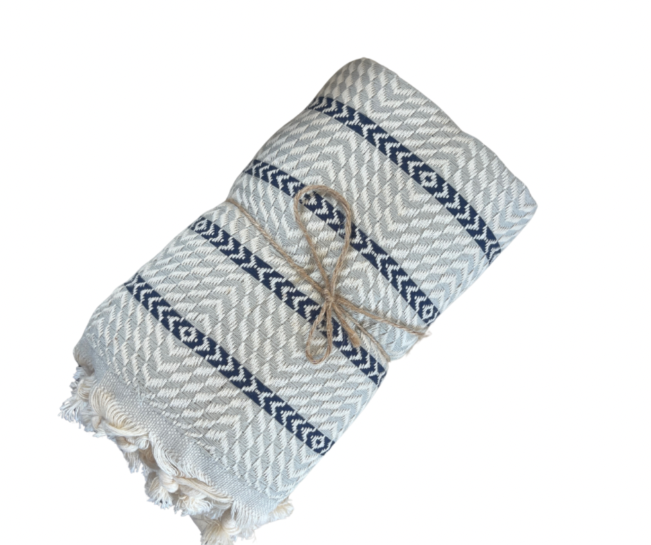 Turkish Towel - Quick drying, sand free - Large 190cm x 100cm Zigzag