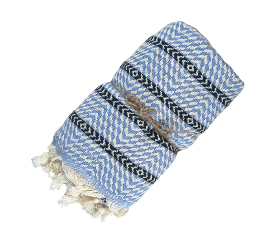 Turkish Towel - Quick drying, sand free - Large 190cm x 100cm Zigzag