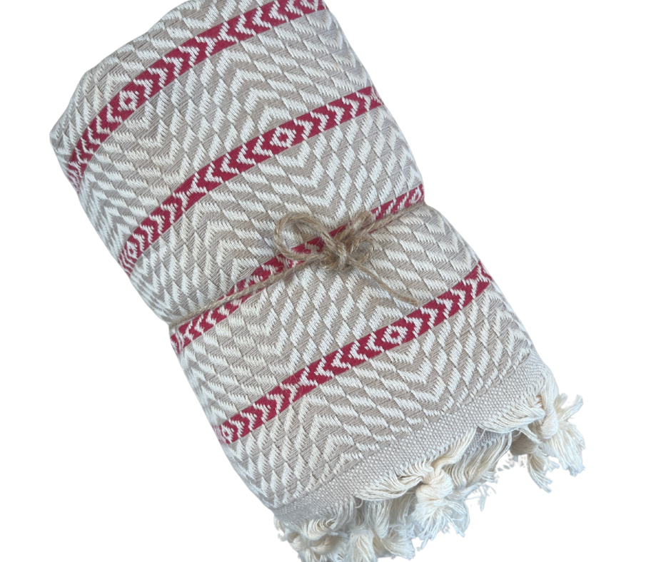 Turkish Towel - Quick drying, sand free - Large 190cm x 100cm Zigzag