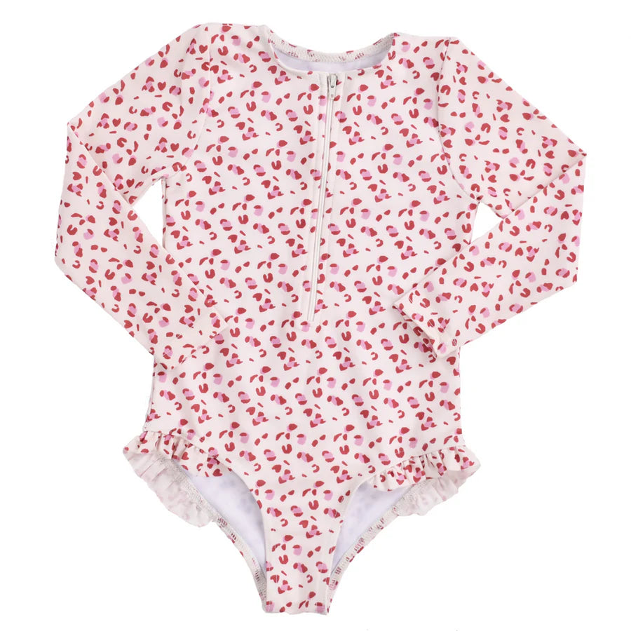 Swim Essentials - UV Long Sleeved Swimsuit Rashguard - Old Pink Leopard