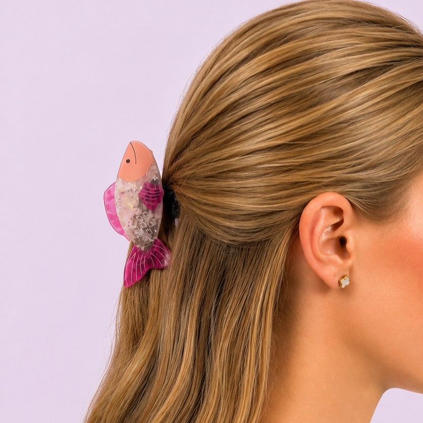 Happy Fish Claw Clip Purple